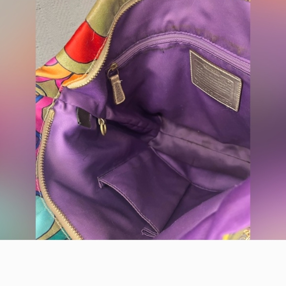 *RARE* Coach Poppy Multicolor Signaturn "Pop C" Tote Bag ***NEW hang tag bought - Picture 7 of 11